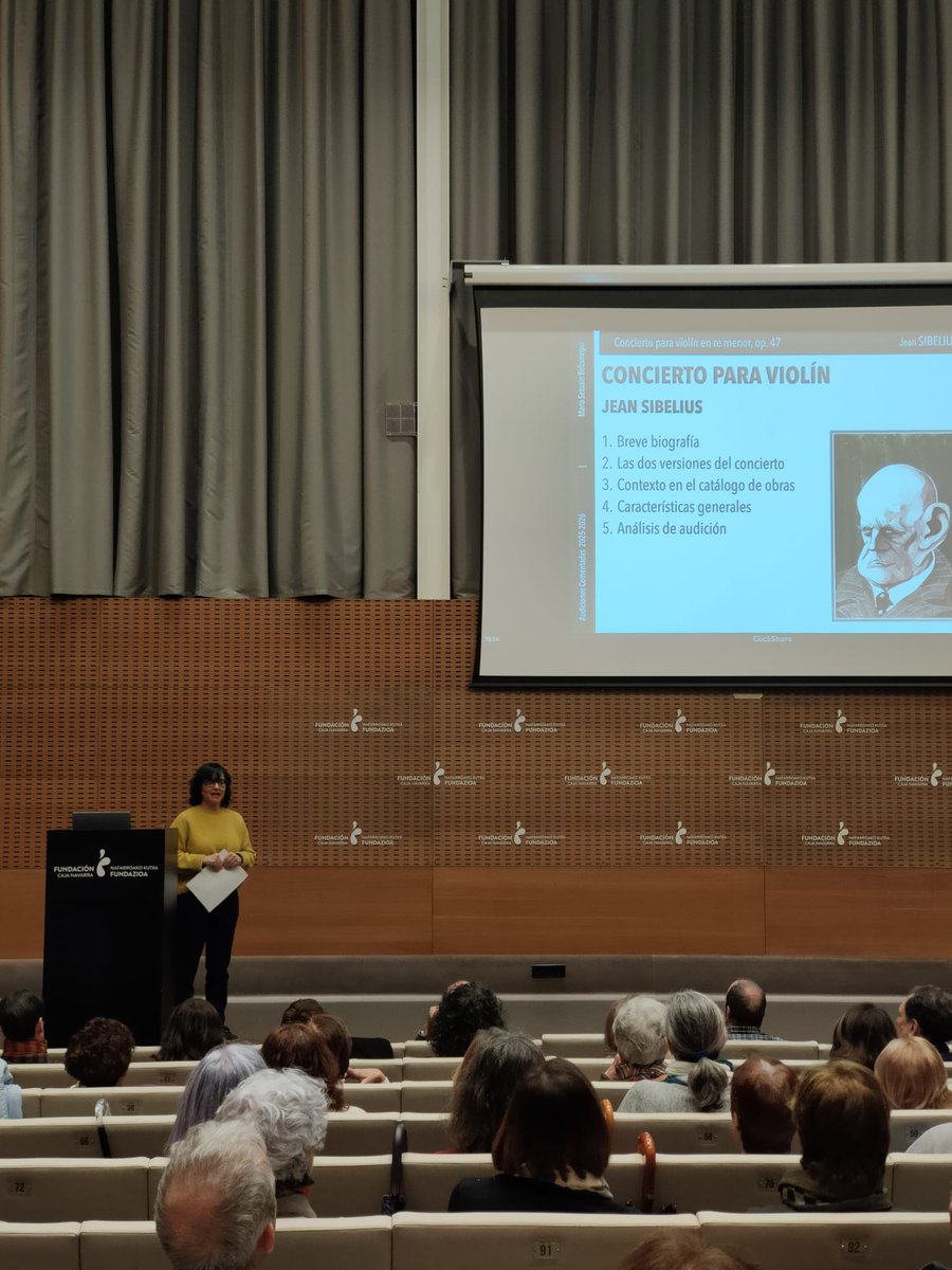 orquestanavarra's tweet image. 🎶Audición guiada de Enclave Fortissimo en Civican con María Setuáin, para profundizar en la figura del compositor Jean Sibelius, y en su "Concierto para violín", que la OSN-NOS interpretará mañana y el viernes en sus conciertos de abono de Pamplona y Tafalla respectivamente.