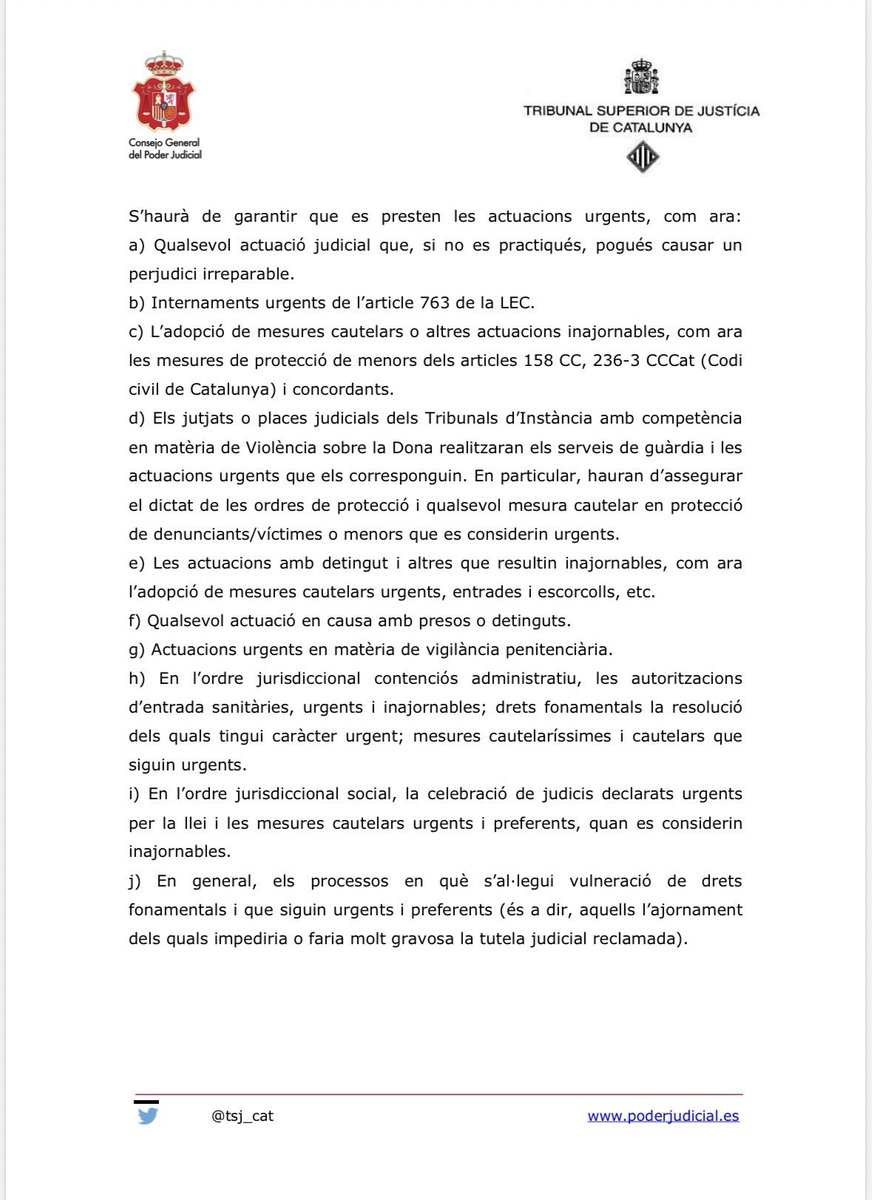‼️ATENCIÓ ADVOCATS/DES

💨 Davant l’alerta per previsió de fortes ventades el <a href="/tsj_cat/">TSJCat</a> informa:

1️⃣ NO s’acorden mesures generals de suspensió de l’activitat judicial
 
2️⃣ Deixa al criteri de cada partit judicial acordar mesures, en funció de les circumstàncies concretes