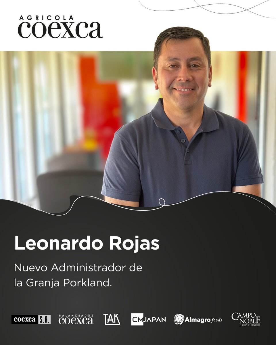 Agrícola #Coexca S.A. nombró a Leonardo Rojas como nuevo Administrador de la Granja Porkland, en Tiltil, Región Metropolitana. En tanto, Guilda Casanova asumió como profesional de Gestión Ambiental y Sostenibilidad de la Compañía.