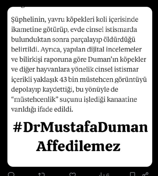O kadar vahşice detaylar var ki yürek dayanmaz.
Biraz olsun avunmak için hakkettiği cezayı almasını istiyoruz.
#DrMustafaDumanAffedilemez