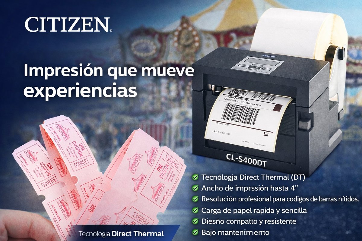 JulioMa71854162's tweet photo. La Citizen CL-S400DT es potencia y precisión en impresión térmica.
Ideal para códigos de barras y boletos 🎟️
✅ Rápida
✅ Compacta
✅ Confiable
✅ Bajo mantenimiento

#Citizen #CLS400DT #CodigoDeBarras #ImpresionTermica #Retail #Logistica #Boletos #POS #Tecnologia https://t.co/CfBwHgiGsR