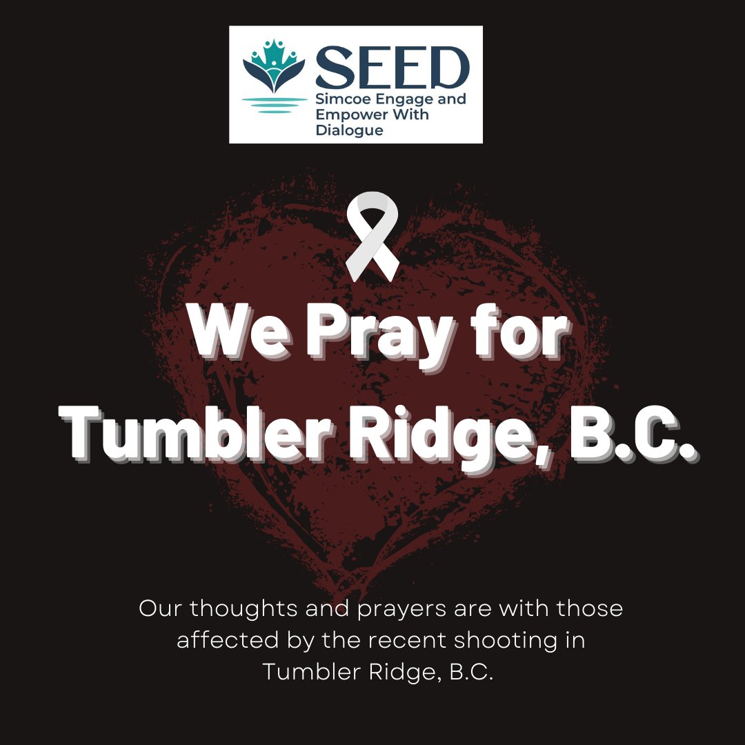 SeedSimcoe's tweet photo. SEED stands in solidarity with the Tumbler Ridge community.

We extend our deepest condolences to all those affected and reaffirm the importance of collective care, community resilience, and dialogue in times of tragedy.

#TumblerRidge #StandTogether https://t.co/uwz4Q2RhTU