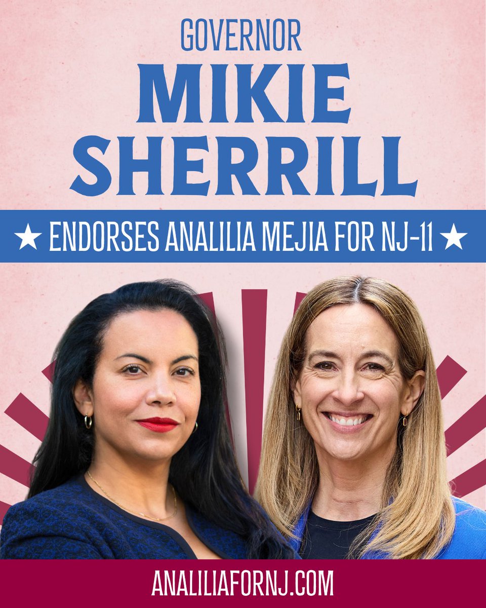 Our movement is growing and we're proud to receive the endorsements of Gov. <a href="/MikieSherrill/">Mikie Sherrill</a> and Senators <a href="/CoryBooker/">Cory Booker</a> <a href="/AndyKimNJ/">Andy Kim</a>. Unifying as Democrats is more critical than ever before to fight for our nation's futures and narrow the GOP margin in Congress. Let's win this!