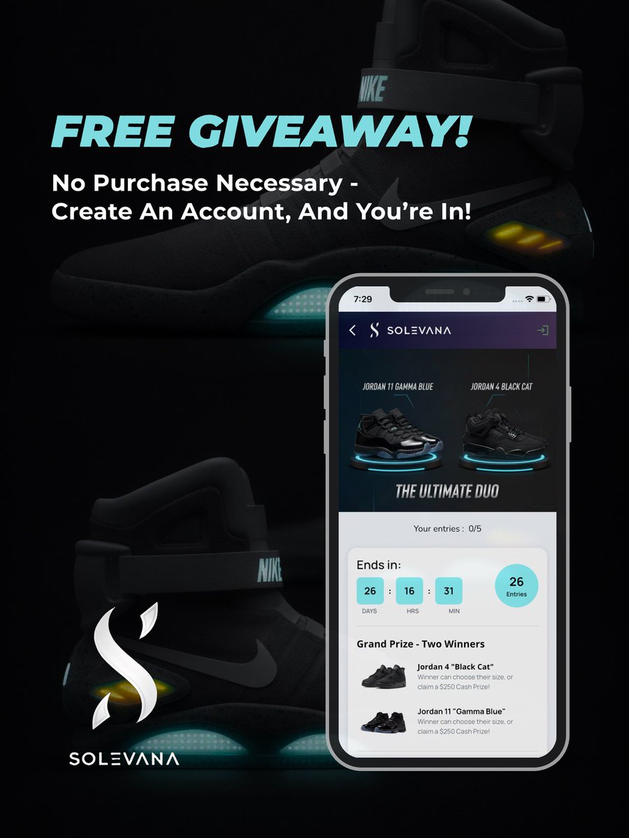 Solevanaapp's tweet photo. ✅ Enter today before it’s too late!
Website Link and App download in Bio 🔗 
Winner is announced on Instagram Live on March 10th! https://t.co/Qrja1gkUdJ