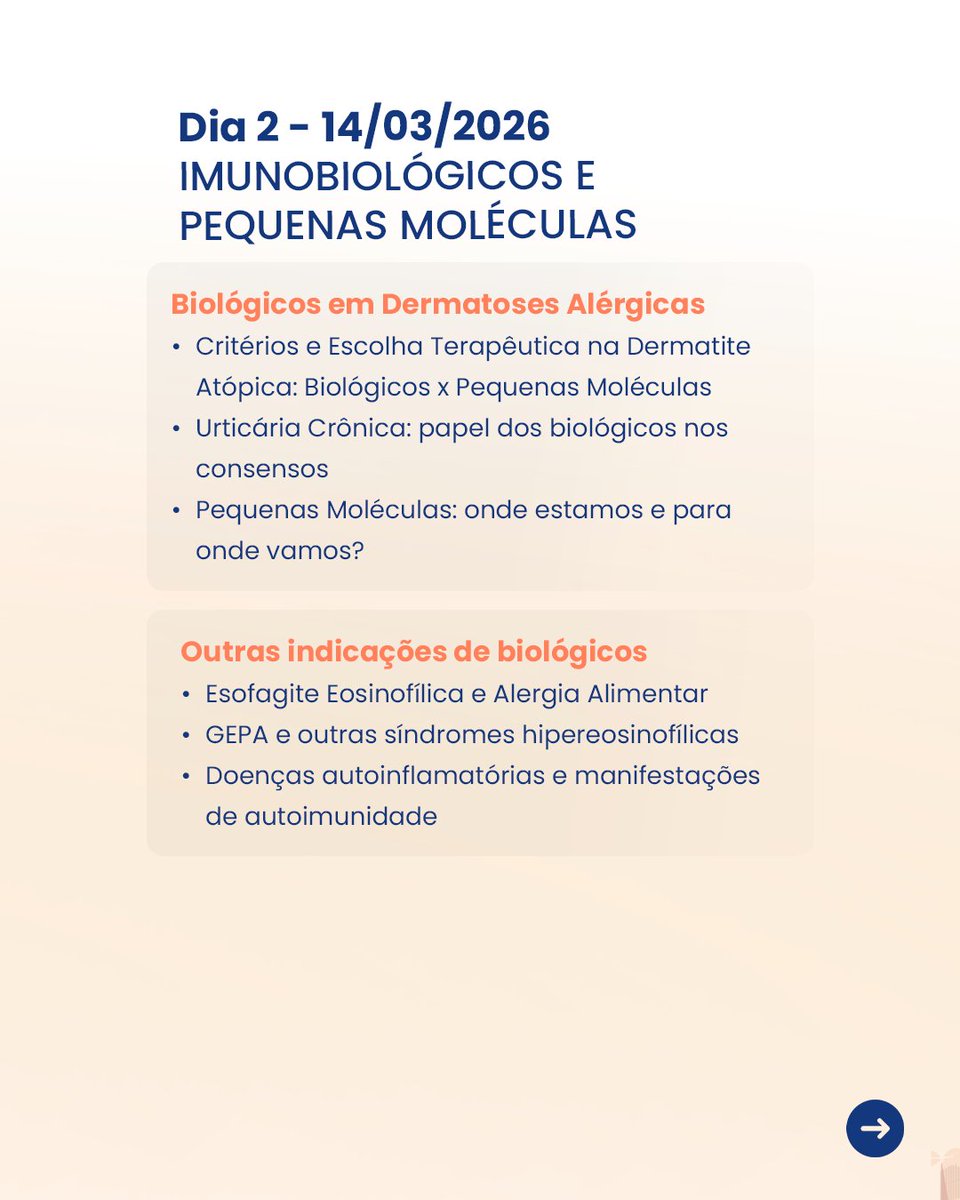 Você já conferiu a grade científica do 3º Simpósio Nacional ASBAI sobre Dermatoses Alérgicas, Imunobiológicos e Pequenas Moléculas?

Acesse:
eventos.fellini.group/simposio-asbai…

#imunobiológicos #dermatoses #urticária #dermatiteatópica #dermatitedecontato #alergia #imunologia #ASBAI