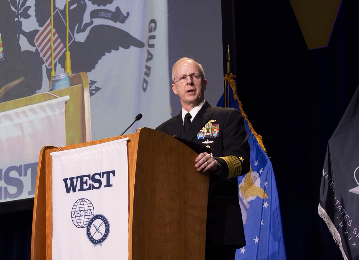 NPS_Monterey's tweet photo. Day One at #WEST2026 is in the books! From CNO Caudle's keynote detailing his new "Fighting Instructions" to NPS president Rondeau's panel, "From Learning to Lethality" -- and many highlights in between.  @USNavy @AFCEA @NavalInstitute 

Learn more: https://t.co/VBLdbzlM0Q https://t.co/Cb2uRfImHZ