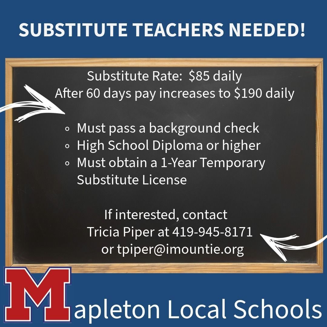 To view all of our job postings, please click on the link mapletonmounties.org/40614_2.