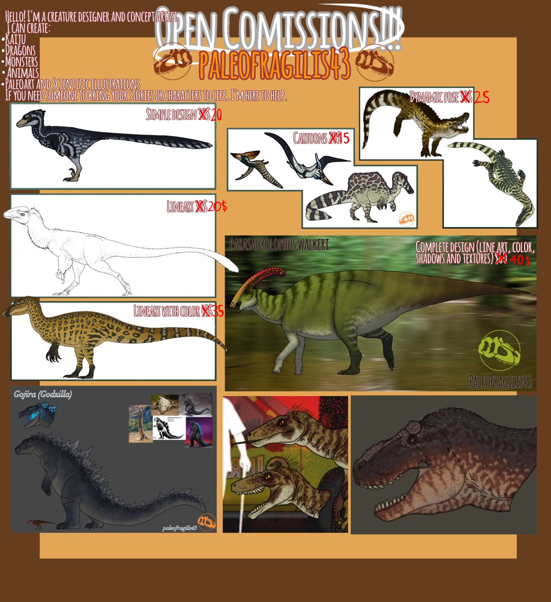 Hi everyone! I'm offering a discount on my commissions, so if anyone's interested, feel free to message me or comment on this post. Thanks! 😁

#paleoart