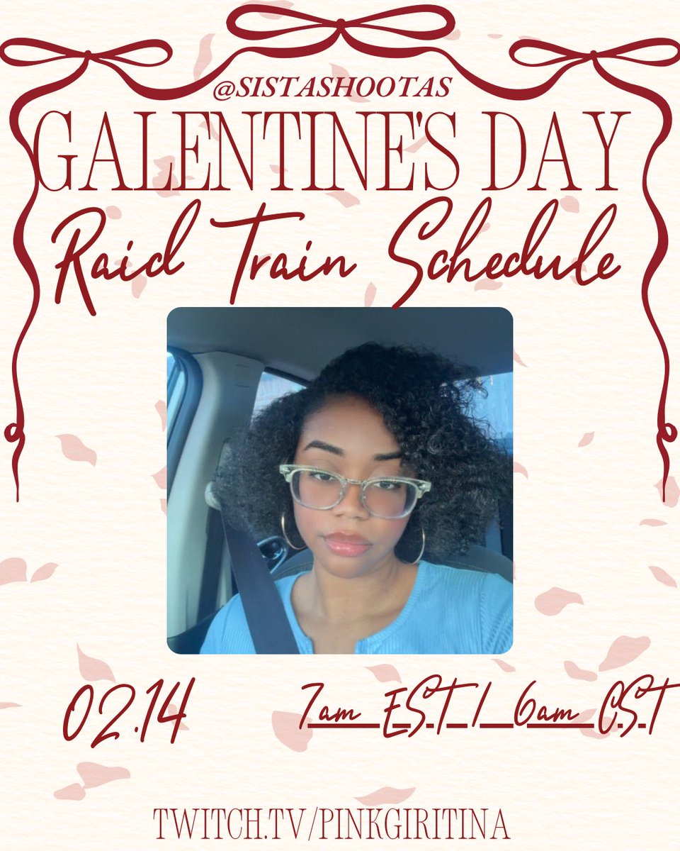 I’ll be live at @ 6am CST on 2/14 for my <a href="/Sistashootas/">Sista Shootas</a> Galentine’s Day Raid Train stream! Be sure to stop in! Link in the replies!