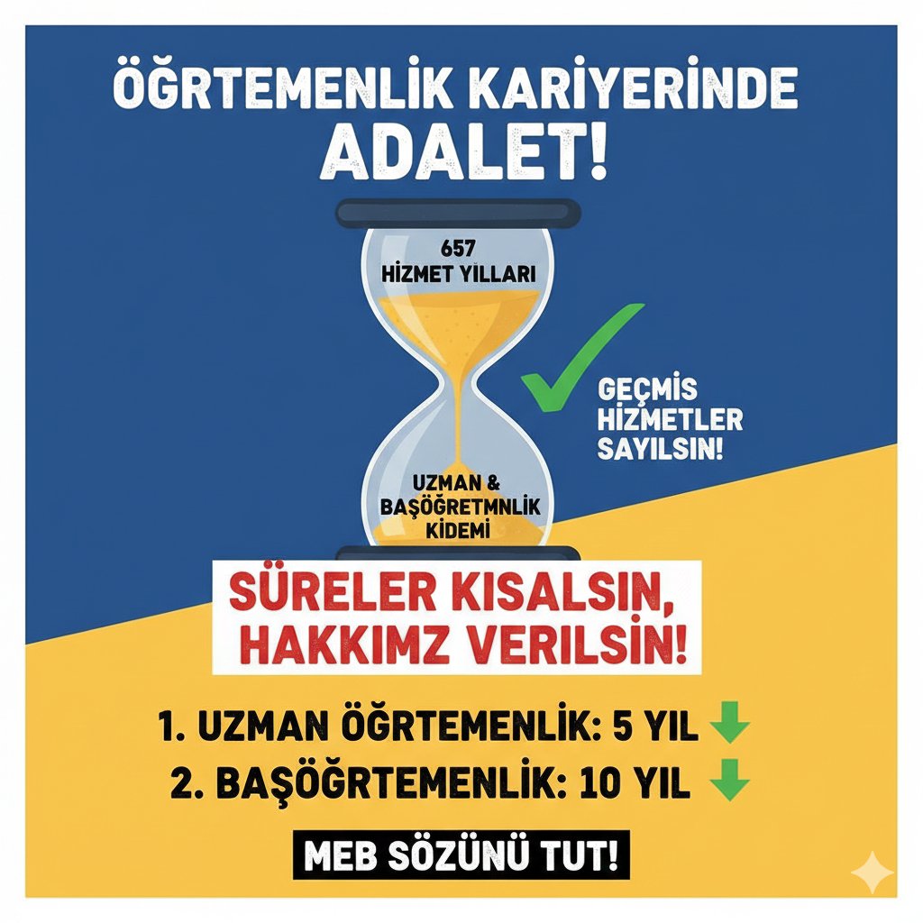 <a href="/Fatmatderin/">Fatma t</a> <a href="/RTErdogan/">Recep Tayyip Erdoğan</a> <a href="/dbdevletbahceli/">Devlet Bahçeli</a> <a href="/TalatAtilla/">Talat Atilla</a> <a href="/oktay_saral/">Oktay SARAL</a> <a href="/edipuzen/">Edip Üzen</a> <a href="/_aliyalcin_/">Ali YALÇIN</a> <a href="/talatyavuz29/">Talat YAVUZ</a> Önceden yaptığımız kamu/devlet görev süremiz Kariyer yönetmeliğinde dikkate alınmıyor. Yıllarca yapılan görev süresi boşa gidiyor. Bu, haksızlık, adaletsizlik ve eşitsizliktir.
#ÖMK
<a href="/turkegitimsen/">Türk Eğitim Sen</a>
<a href="/egitimis/">Eğitim-İş</a>
<a href="/egitimsen/">Eğitim Sen</a>
<a href="/egitimgucusen/">EĞİTİM GÜCÜ SEN</a>
<a href="/HurEgitimSen/">Hürriyetçi Eğitim Sen Genel Merkezi</a>
<a href="/maarifsen/">Mil Maarif-Sen</a>
<a href="/EgitimBirSen/">Eğitim-Bir-Sen</a>