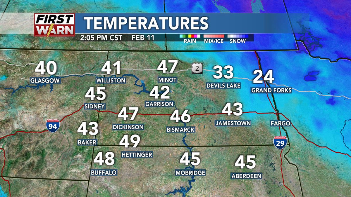Good Afternoon!  Here are current temperatures with radar