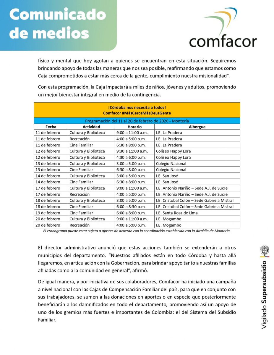 Caja de Compensación Familiar de Córdoba COMFACOR tweet media