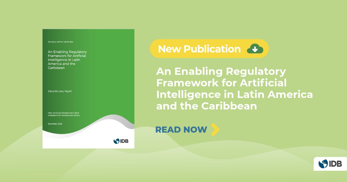 🌎 Regulate #AI or risk falling behind?

#LatinAmerica and the #Caribbean face a defining moment: shape AI governance that enables innovation and competitiveness or lose ground in the global economy.

This publication shows how smart, enabling regulation can accelerate AI