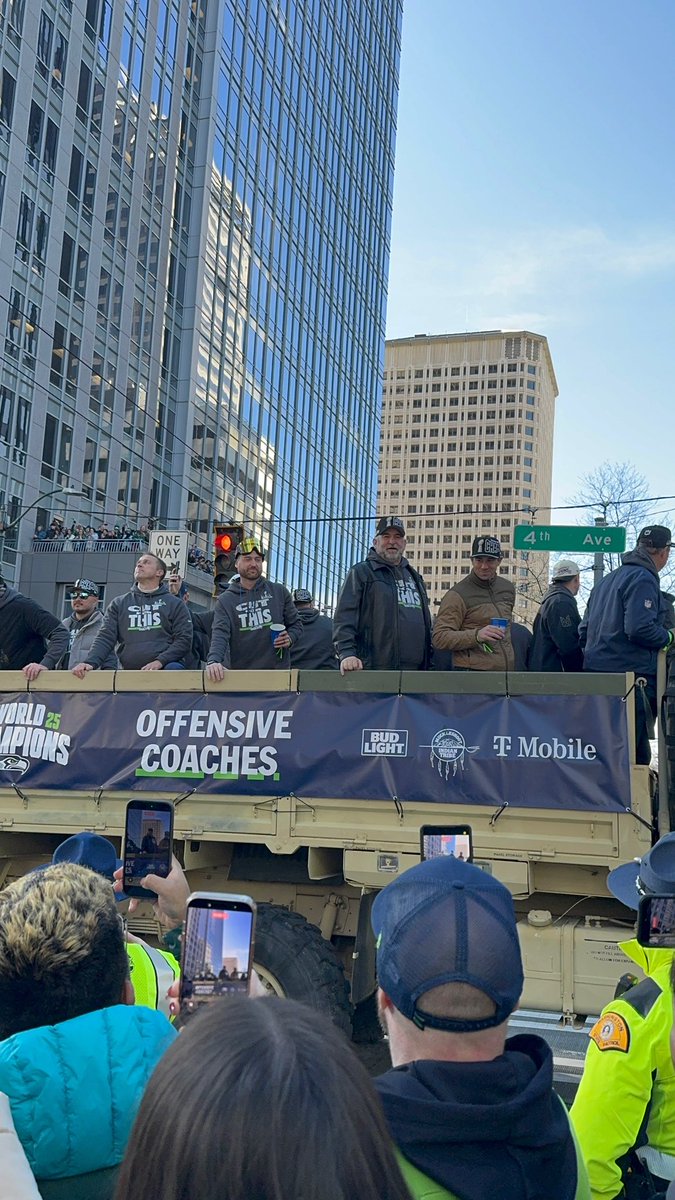 Mj27372's tweet photo. Klint Kubiak and John Benton at the Seahawks Parade #Seahawks @hawkblogger @EvanHillHB https://t.co/erptBzVdXe