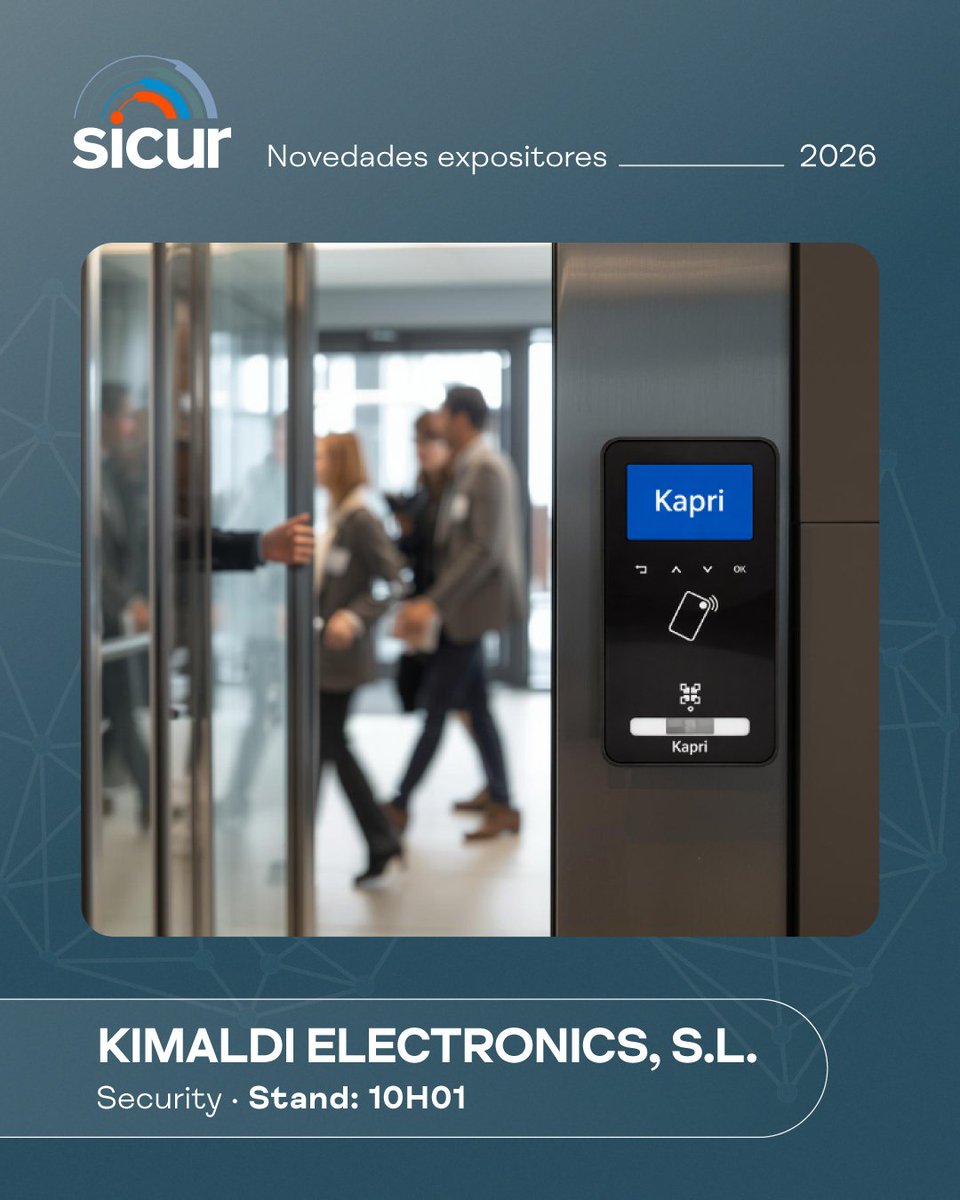 SICUR_'s tweet photo. KIMALDI Electronics, especialistas en sistemas de identificación automática, estarán en #SICUR26 en el stand 10H01 presentando sus soluciones de control de accesos y control horario basadas en tecnologías RFID, código QR y biometría. https://t.co/qS6a2hvs7S