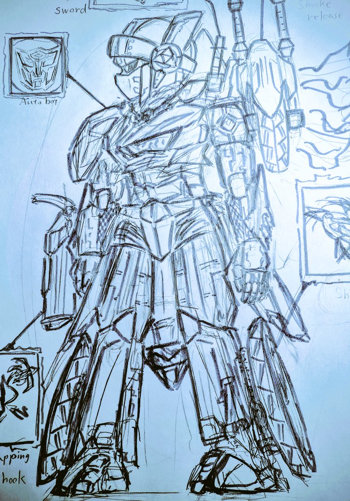 忍者と鬼 筆ペンで調整中