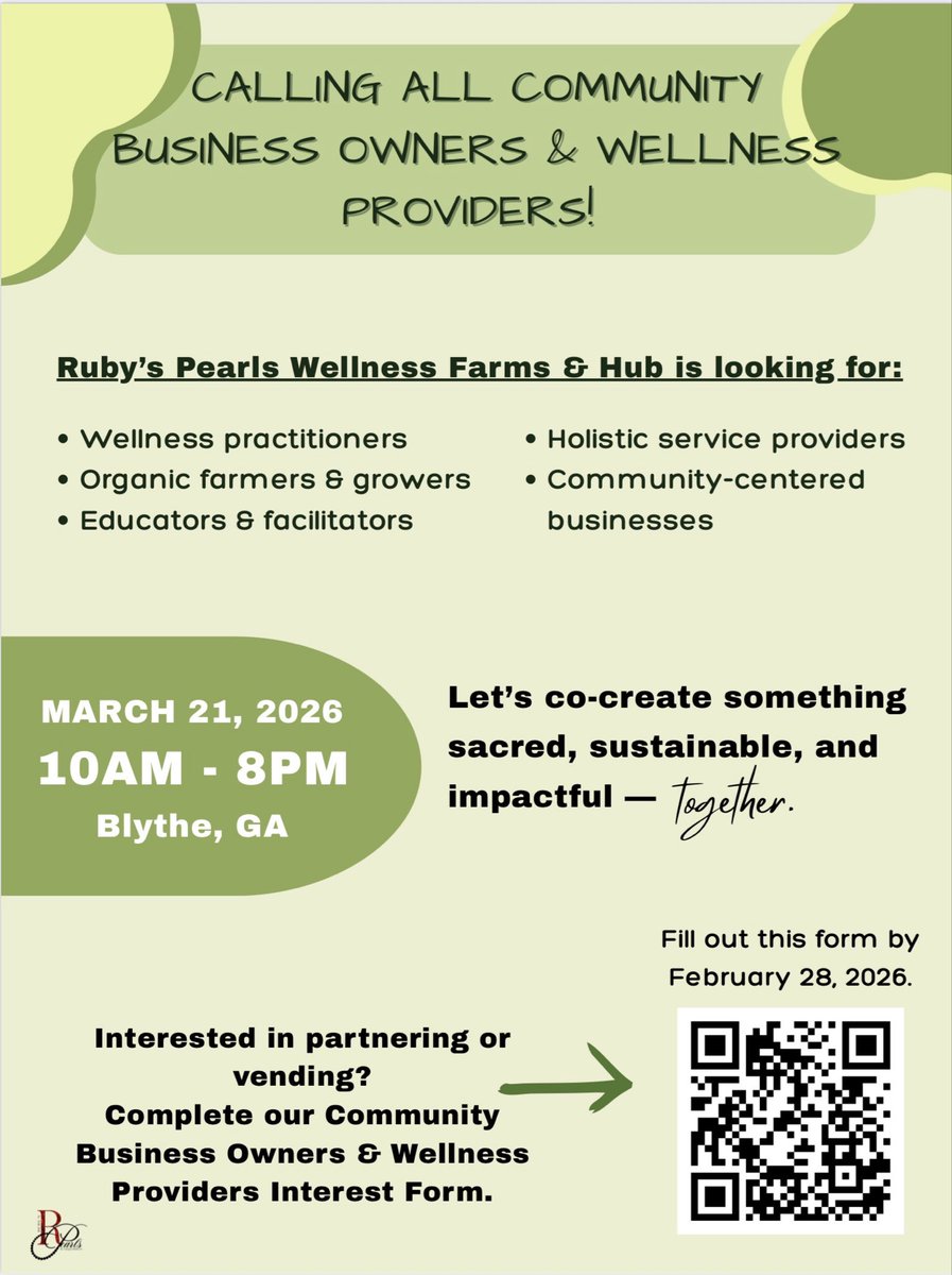 alwaysjonelle's tweet photo. 🌿 LET’S GROW—INTENTIONALLY

This is not a one-day collaboration.
It is a long-term relationship rooted in shared values, mutual support, and community impact.

📍 Location: Ruby’s Pearls Wellness Farms &amp; Hub
📩 To Partner or Learn More:
Scan the QR code or apply via the link https://t.co/AOpl7rn86z