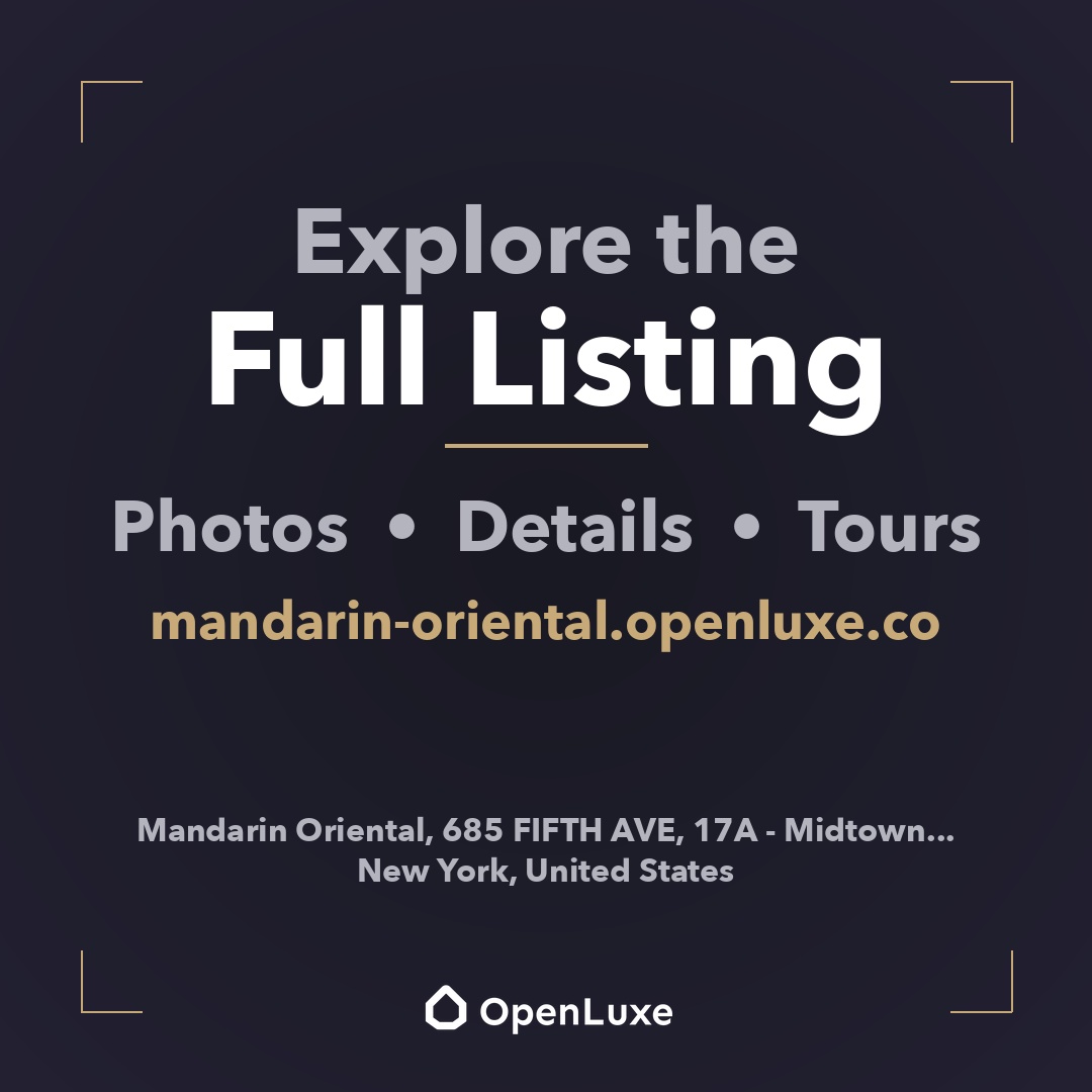 openluxere's tweet photo. FOR SALE: Mandarin Oriental, 685 FIFTH AVE, 17A - Midtown, N...
$8.8M | New York
2BR | 2BA
Listed by Douglas Elliman - New York

https://t.co/ceNr04fvUd

#Mansion #ItalyHomes https://t.co/3IHJEgWP3n