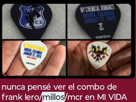 6_erard's tweet photo. y ahora son 4 cosas que nunca pensé ver en mi vida JAJEJQJA la cuenta oficial de millonarios hablando de mcr y frank iero https://t.co/nO5zyFj6Uo