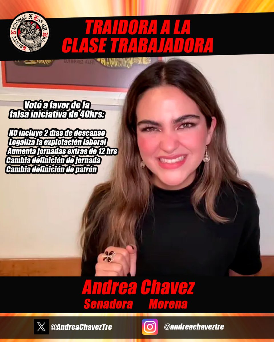 <a href="/AndreaChavezTre/">Andrea Chávez</a> <a href="/Claudiashein/">Claudia Sheinbaum Pardo</a> Te pedimos más descanso y nos entregaron más explotación laboral