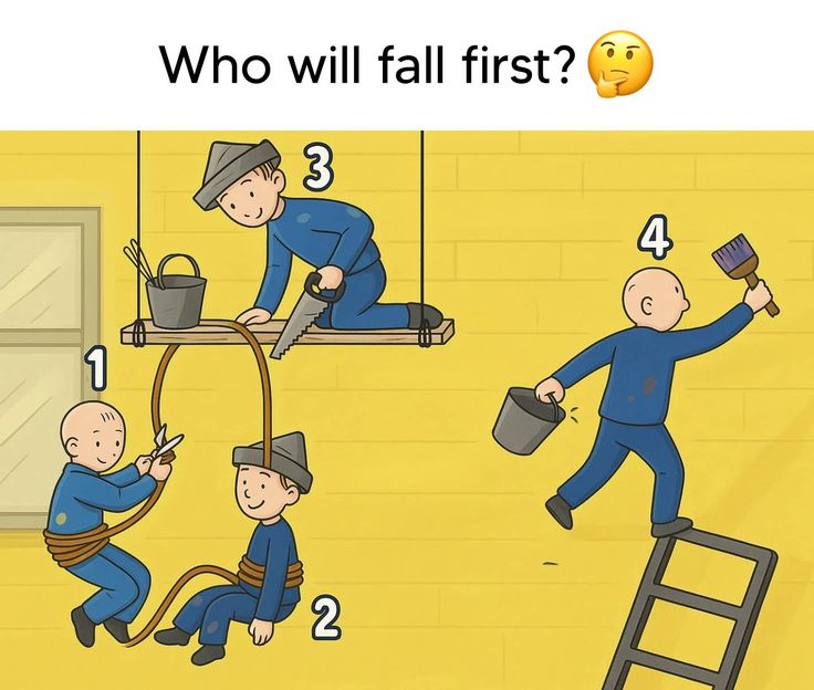 Tell me who falls first &amp; why 🤔

1, 2, 3 or 4???