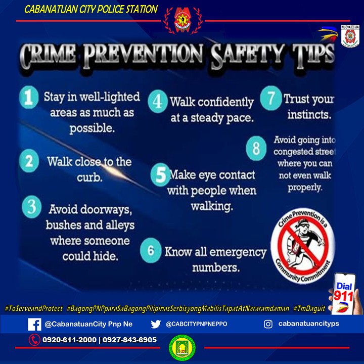 Cabanatuan City PS, Nueva Ecija PPO, PRO 3

CRIME PREVENTION SAFETY TIPS

#ToServeAndProtect
#BagongPNPParaSaBagongPilipinas;SerbisyongMabilis,TapatAtNararamdaman
#TmDaguit