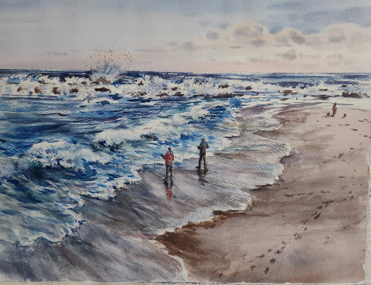 描くのはとても難しかった海ですが、潮騒の音を聞きながら楽しみました