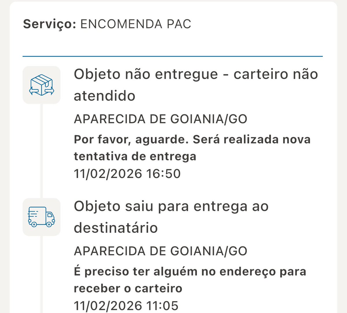 anubibella's tweet photo. @serjaogoiano @correiosBR Aí coincidentemente de ontem pra hoje saiu para entrega e adivinha? 
Não tinha ninguém no local… mas a encomenda da Shopee foi entregue. 

Sempre dá certo na segunda, terceira tentativa de entrega (fake) deles! Haha https://t.co/jcJWok8kT8