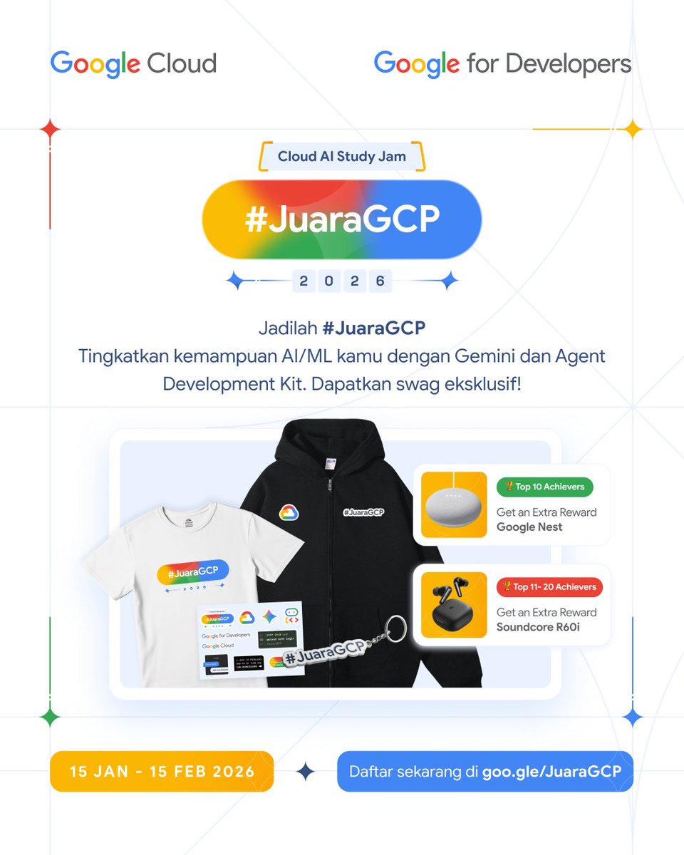 Saya baru saja menyelesaikan task #juaraGCP season 12

Otak agak berasap dikit abis ikut JuaraGCP session 12, tapi worth it! 🤯
Makin paham gimana cara main di Cloud yang bener. Yuk, bisa yuk lanjut ke session 13 #JuaraGCP 
Thanks 
<a href="/GoogleCloud_ID/">Google Cloud Indonesia</a>
 <a href="/googleindonesia/">Google Indonesia</a>
 <a href="/GDGCloud/">GDG Cloud</a>