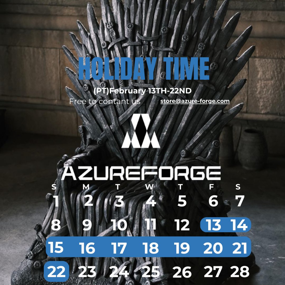 AzureForgeStore's tweet photo. Closed for break: Feb 13 - 22 (PT)Email us at store@azure-forge.com for all messages.See you soon! ✨ https://t.co/0vXdrJK5Ts