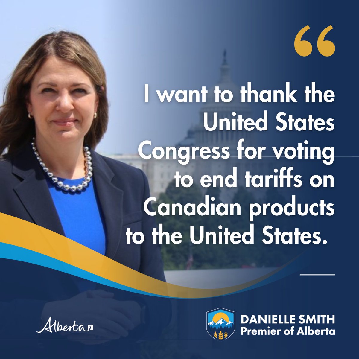 I want to thank the United States Congress for voting to end tariffs on Canadian products to the United States. Tariffs between our two countries causes higher prices for American and Canadian consumers and decreases business competitiveness on both sides of the border.

Canada