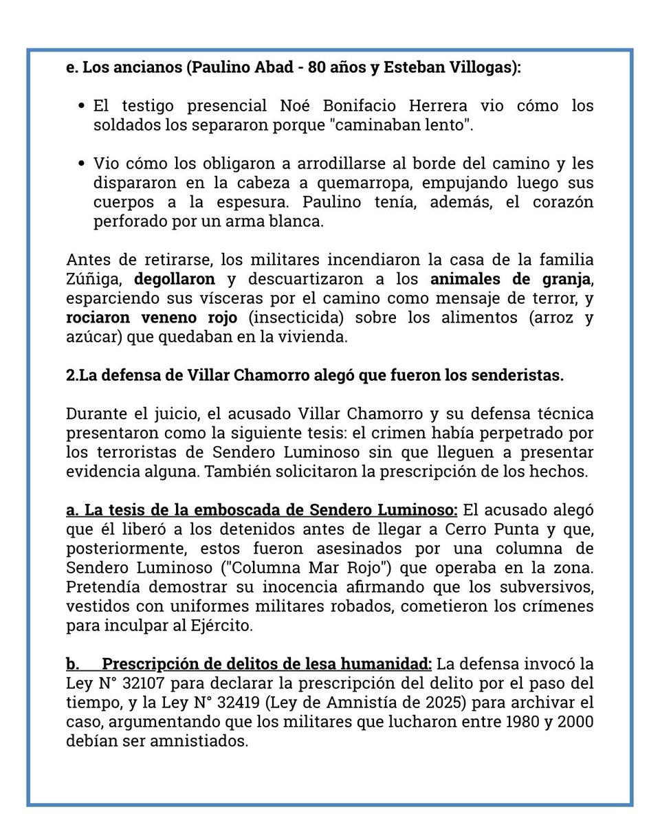 Jjquispe01's tweet photo. #Urgente El megalómano presidente del @congresoperu #FernandoRospigliosi no solo defiende a DELINCUENTES del @EjercitoPeru que mancharon el uniforme militar y asesinaron a civiles indefensos. Por enésima vez MIENTE y pregona donde lo inviten que el asesino, Coronel EP Roberto Villar Chamorro fue condenado sin prueba alguna.
Lo cierto es que, en su calidad de jefe del Operativo militar ejecutó una MASACRE contra 8 personas sin vinculación con el terrorismo, lo más lamentable es que 2 víctimas eran menores de edad (1)