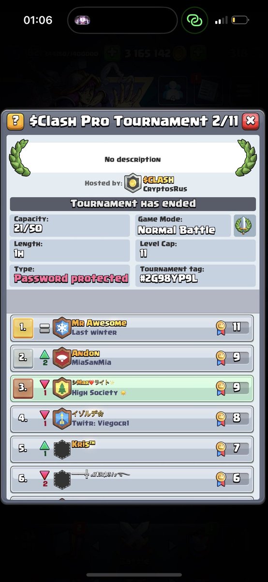 maxine_cr's tweet photo. I finished in 3rd place in @GeorgePlayClash Clash Royale Tournament.
Ready for the next one 🚀

Sign up here:
https://t.co/a6qKe544gf

$CLASH https://t.co/5aIQEwbnIV