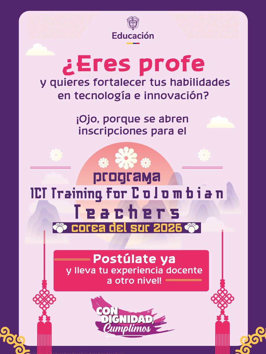 Se abren las inscripciones para la Convocatoria ICT Corea 2026, un programa de formación internacional en innovación educativa con uso de tecnologías, enfocado en Inteligencia Artificial, programación y comunicación de la ciencia 🤖💻🔬

📅 Inscripciones abiertas hasta el 24 de