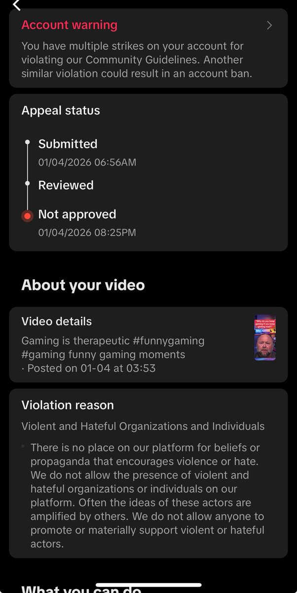 Rampagemanner's tweet photo. @tiktok_us want to fix the account strikes? I’m about to get banned for using the “I love the pain” meme even though there’s hundreds of other videos using it as well. https://t.co/JCjJD5SGoi