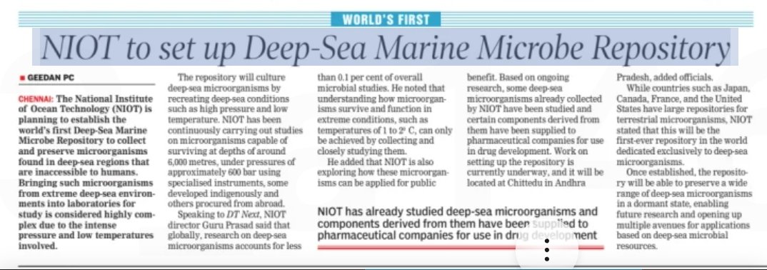NIOT Collecting Microbes from deep sea where  no human's could dive in . Building up a  repository in Andhra is world's first <a href="/dt_next/">DT Next</a> <a href="/gm_madras/">gopu mohan</a> <a href="/MoesNiot/">MoES NIOT</a> <a href="/Raghuvp99/">Raghu VP / ரகு வி பி / രഘു വി പി</a> @
