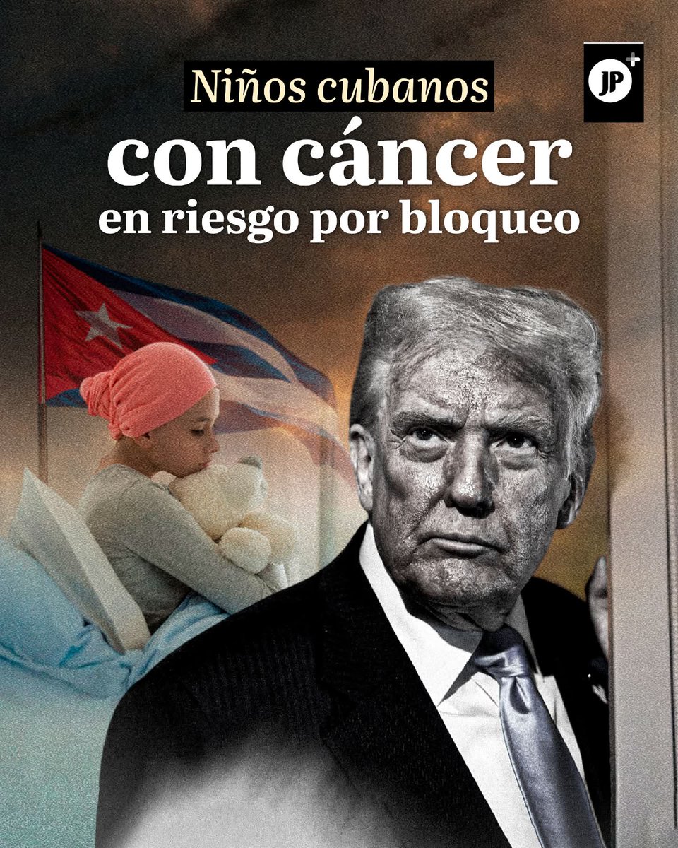Genocidio made in #EEUU 
El bloqueo de combustible y las medidas coercitivas contra #Cuba impactan la atención a niños con cáncer. El principal instituto oncológico del país reporta escasez de recursos y la tasa de supervivencia cayó al 65% antes superaba el 80%.
#CubaPorlavida