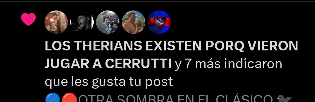 LOS THERIANS existen porq vieron jugar a Cerutti y 7 más indicaron que les gusta tu post