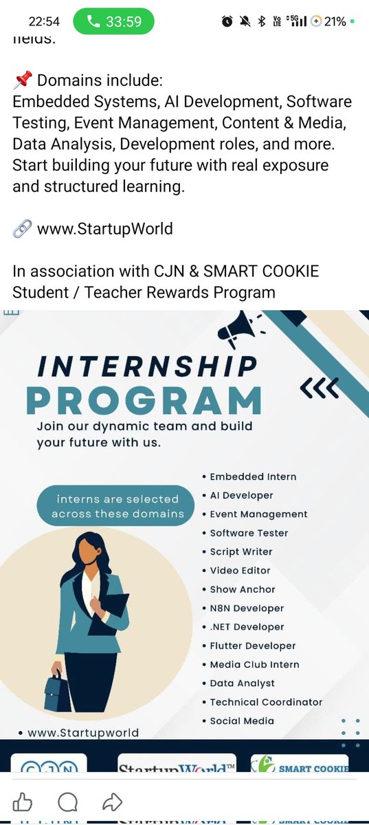 smartcookieinn's tweet photo. 🚀 Ready to build real-world skills?
Startup World™ Internship Program is now open across tech, media, analytics, and management domains.
Step in. Learn fast. Grow smarter.
🔗 www.StartupWorld
CJN | SMART COOKIE Student / Teacher Rewards Program https://t.co/Ad9ux32Wm6
