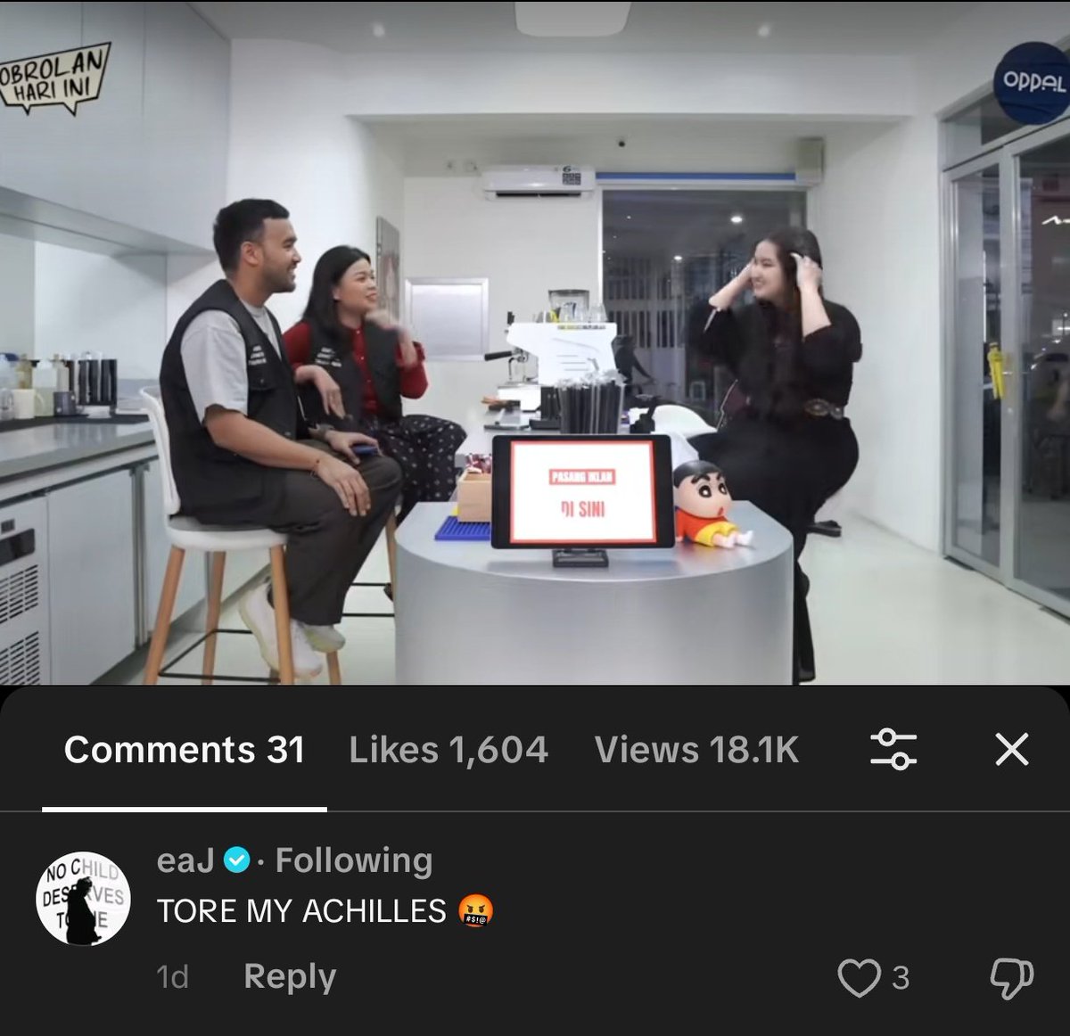 Jae commented "TORE MY ACHILLES 🤬"

#eaJ #eaJPark