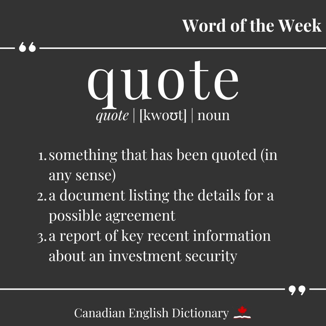 cdndictionary's tweet image. A banker, a writer, a clerk,
All use this word in their work.
Whether citing a line,
Putting prices on signs,
Or tracking a stock market quirk.