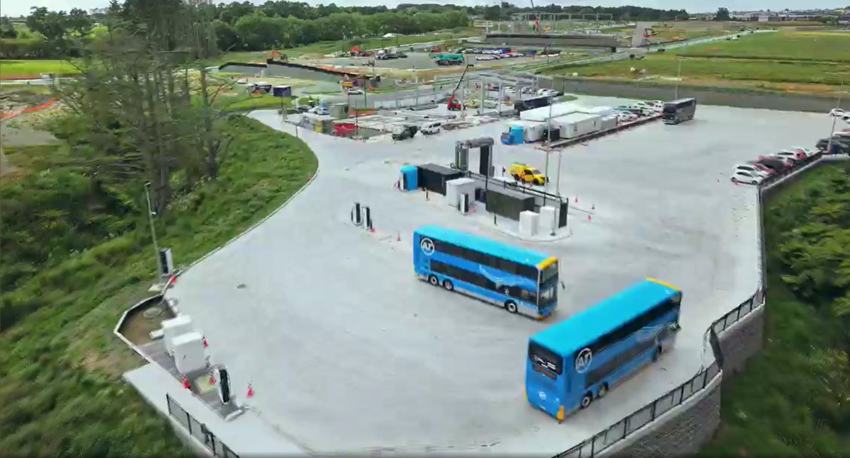 NZTransitBuzz's tweet image. #BusNews: Spedding Industrial have shared a drone flyover of their site, which appears to show the construction of a depot building and workshop for Tranzit's Westgate depot.

The photos show the framing for a workshop and the foundations for the depot office.