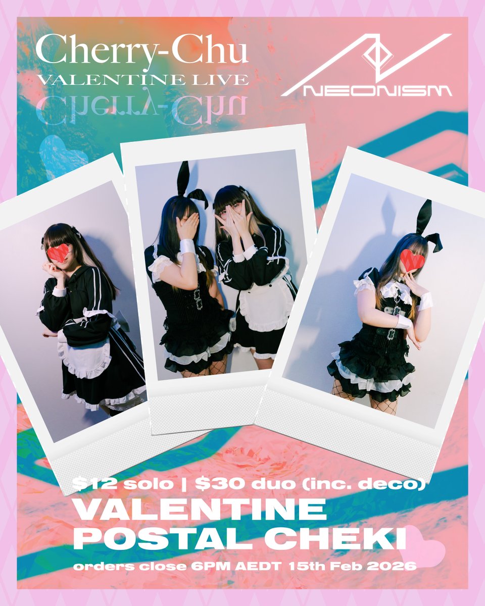 [Postal Cheki] - Cherry-Chu - VALENTINE CHEKI
ORDERS CLOSE BY 6PM AEDT 15th Feb 2026

Order from: 4qnq.info/shop

Have a special valentine cheki with FUUTAiZMiZUKI and shiitakki~ 

Cheki includes small valentine printed gift sticker + message~