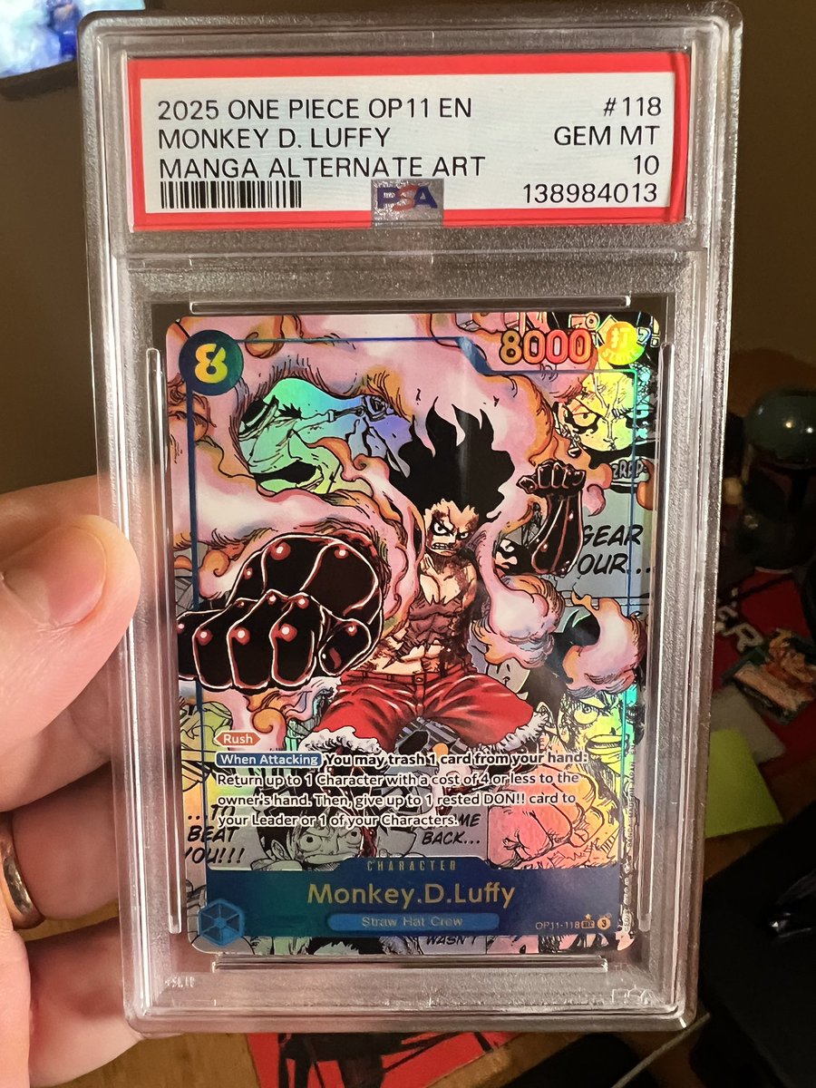 Gotta recoup some funds for the bubble Zoro.

Anyone want this Luffy Manga for $3k?

I think this card has a lot of room to grow and am sad to move on from it but PC takes priority
