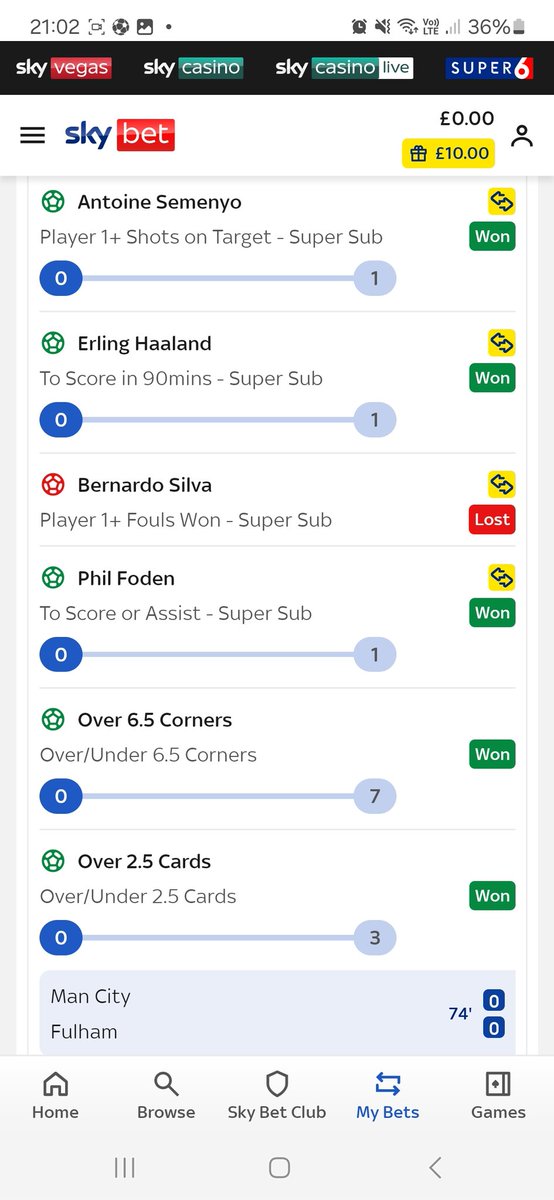 RobertCumings's tweet photo. @SkyBetHelp this has been settled as a losing bet when the super sub is on silva, reijnders came on and got fouled, can't cash out or anything https://t.co/feawPYfP0H