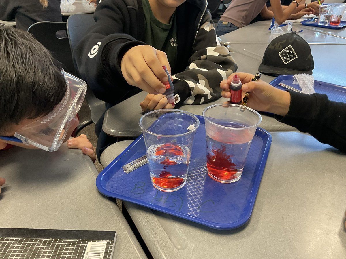 MrsCarranza403's tweet photo. Students explored how temperature affects molecular movement!By adding food coloring to hot and cold water, they observed that molecules move faster in warmer water causing the dye to spread more quickly.Hands-on science + critical thinking in action!#SCIABears #BurtonExperience https://t.co/l63Z7MC5Te