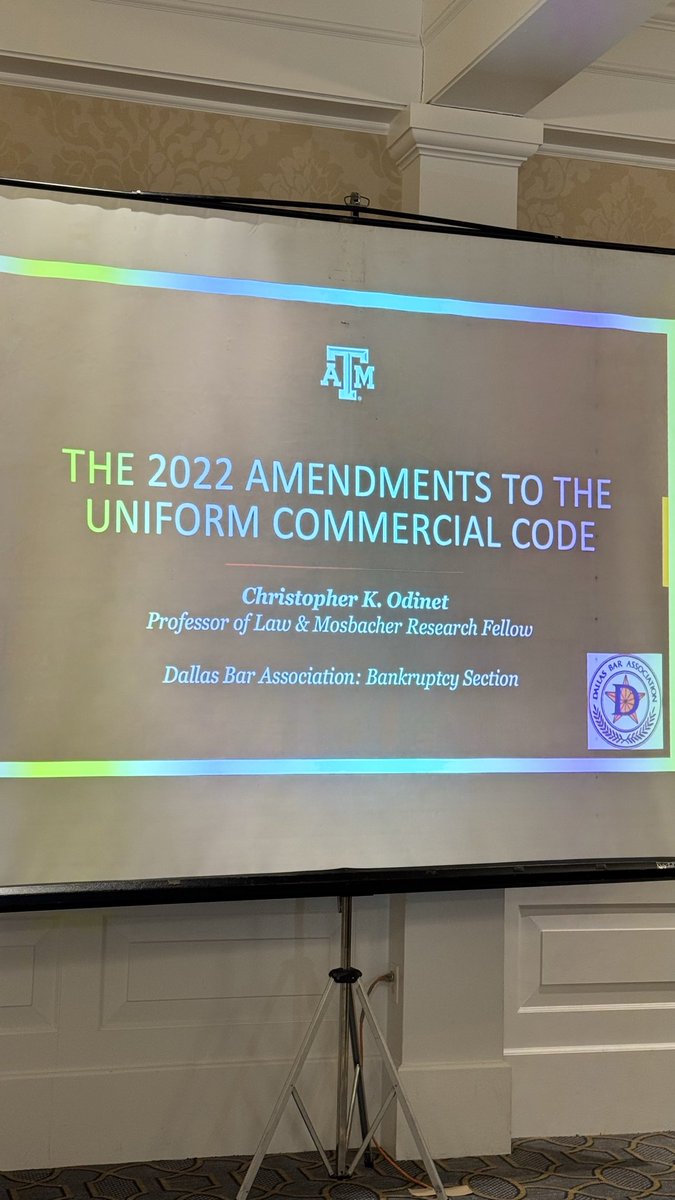 ChrisOdinet's tweet photo. A great talk (and a delicious lunch!) with the #bankruptcy section of the @DallasBarAssoc today, discussing UCC article 12 #digitalassets #CERs @uniformlaws https://t.co/oKpSOJgxfD