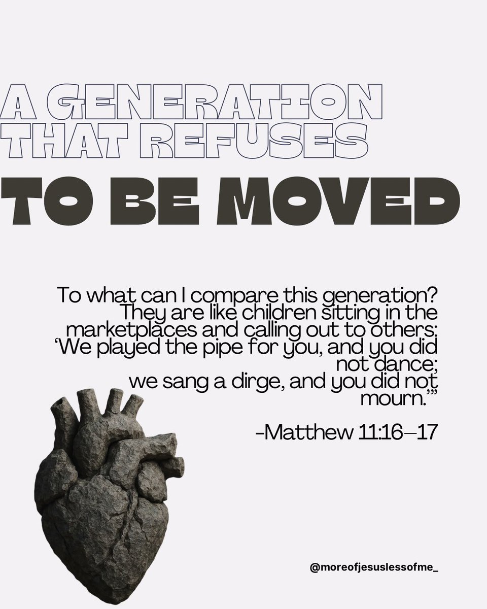 Lessofme73's tweet photo. The warning echoes even now—when truth confronts us, or when grace invites us, will we respond? Or will we sit unmoved, demanding that God move to our rhythm instead?The issue was never the message. It was the posture of the heart.

#jesuslovesyou #hearts #goodnews #salvation https://t.co/oq0fXd2K2L