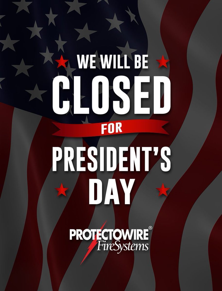 We will be closed for the day on Monday, February 16th in observance of Presidents Day.
Have a great weekend!

#Protectowire #linearheatdetection