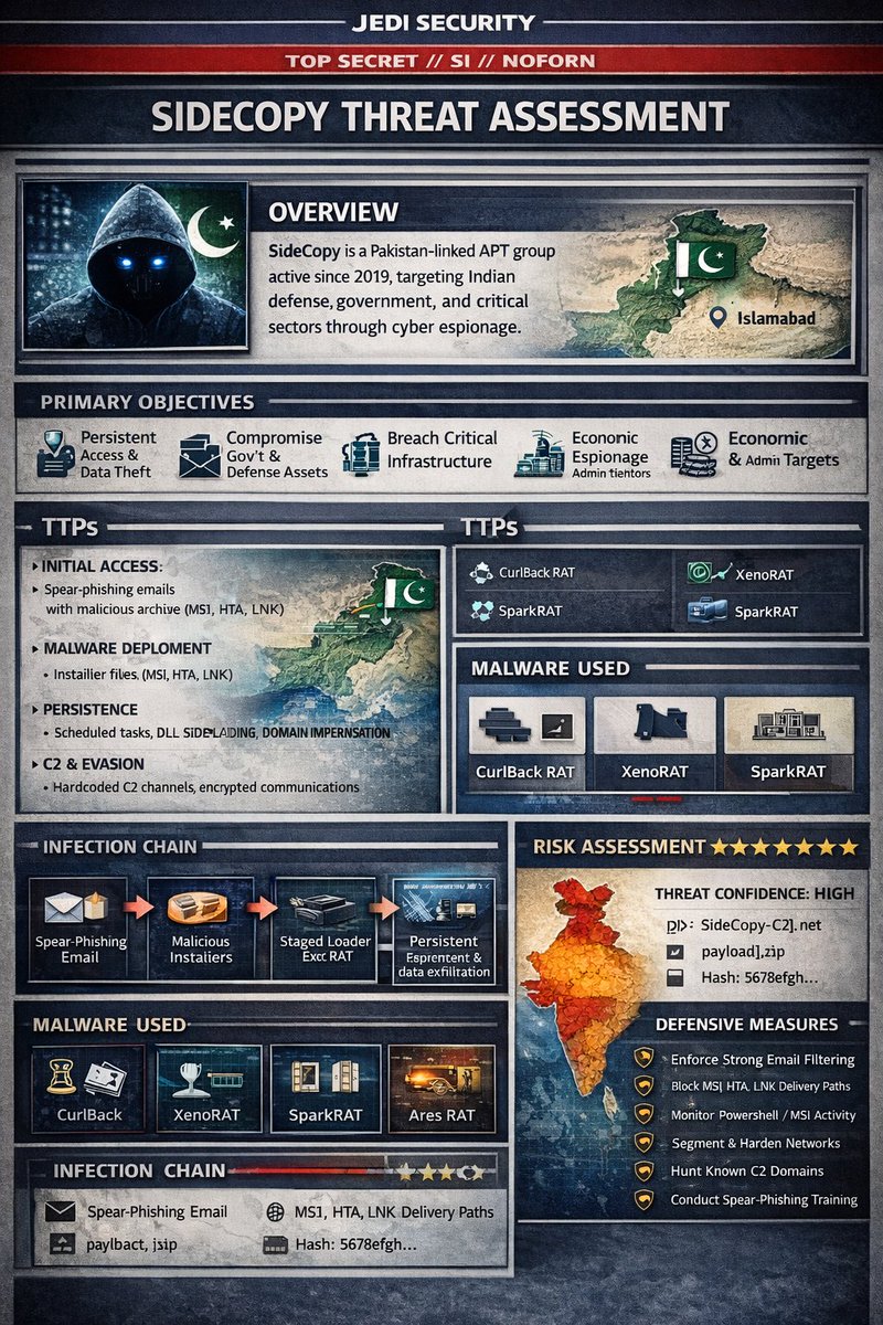 JedisecX's tweet photo. https://t.co/VtWEELjHDW

#SideCopy #Apt36 #threatassessment #threatprofile https://t.co/10lFALNsmT